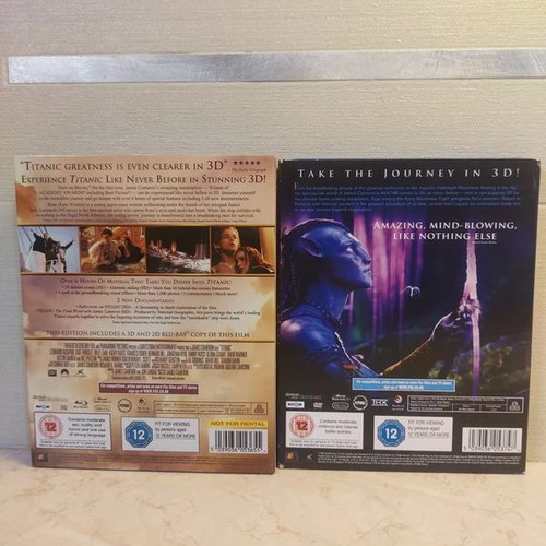 James Cameron Avatar and Titanic Combo Blu Ray 3d like new