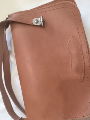 Leather side bag new, beige