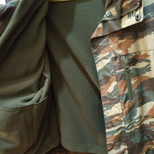Waterproof Camouflage Jacket used, size S, brown and green