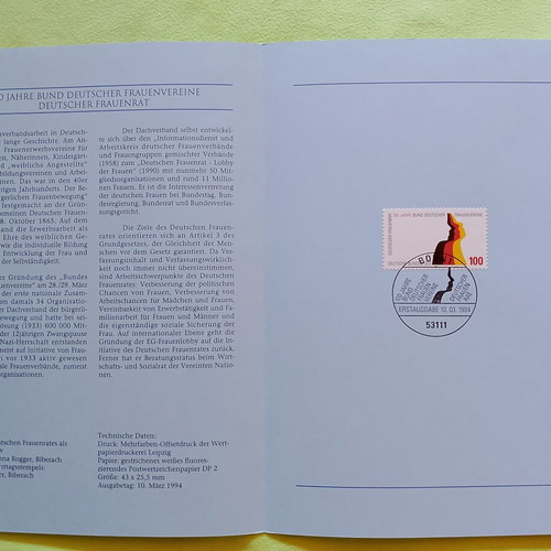 German stamps mint condition, 1994 first day cover Bonn, sealed block