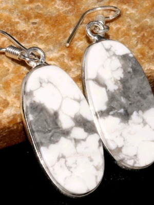 Howlite Earrings with 925 Silver Handmade