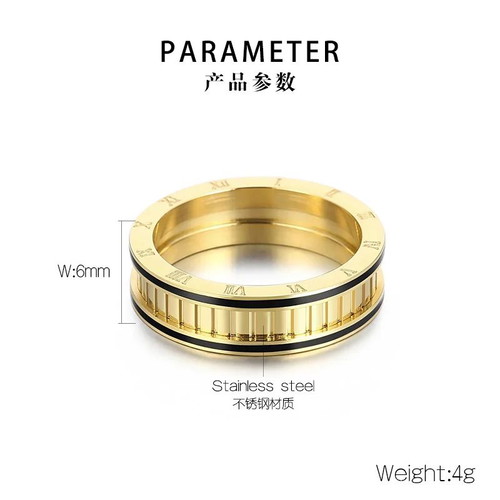 Steel ring new, gold black color, size 6