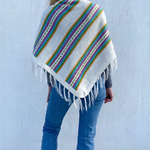 Poncho made of alpaca wool like new, multicolor, one size