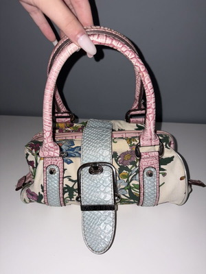 Guess vintage floral handheld bag, pink and turquoise details
