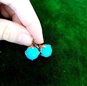 Κρεμαστά σκουλαρίκια με μπλε πέτρα - ατσάλινα