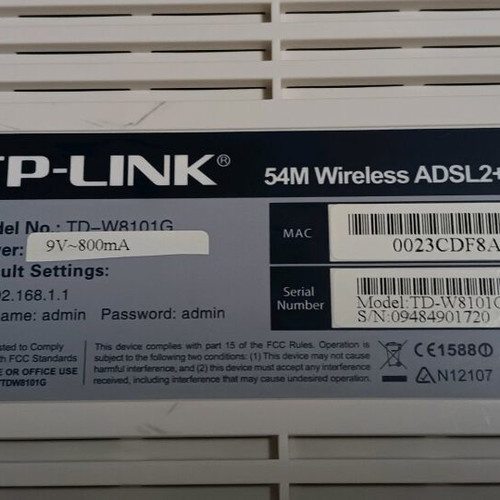 Wireless ADSL2+ Router TP-Link TD-W8101G used