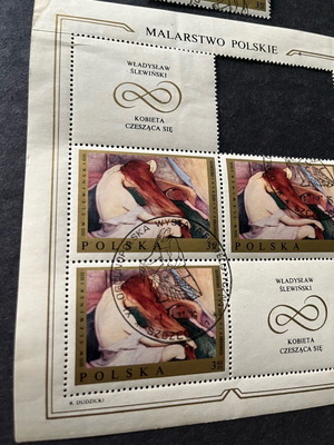 Polish stamp sheet used, MALARSTWO POLSKIE series