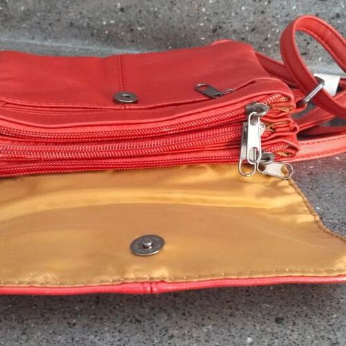 Leather women's handbag and shoulder bag red new