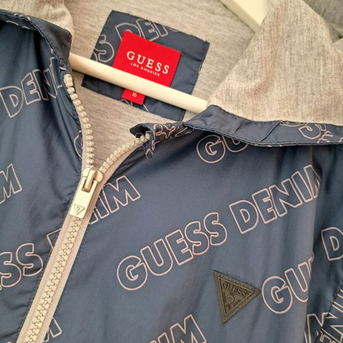Guess jacket used, kids size 16 or men's S, blue, waterproof