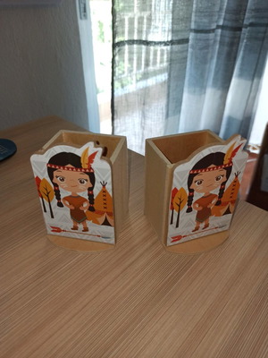 Ξύλινες μολυβοθήκες νέες, σετ 2 τεμαχίων