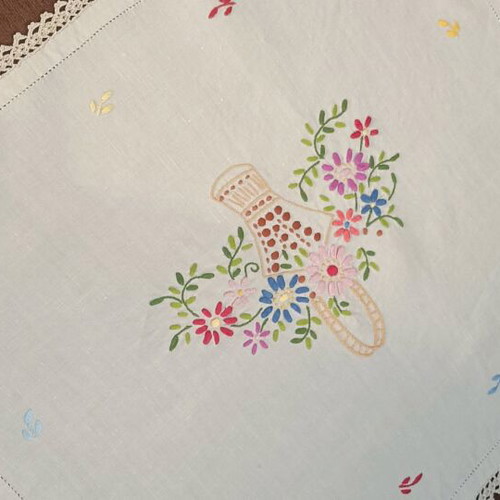 Handmade embroidered floral table runner made to order