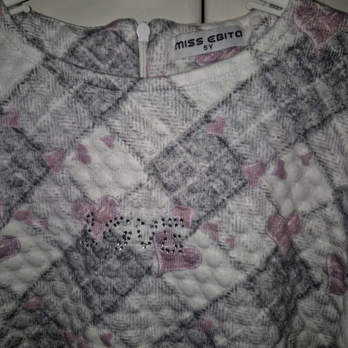 Dress set with backpack purse like new, Miss Ebita, gray pink, 4 years
