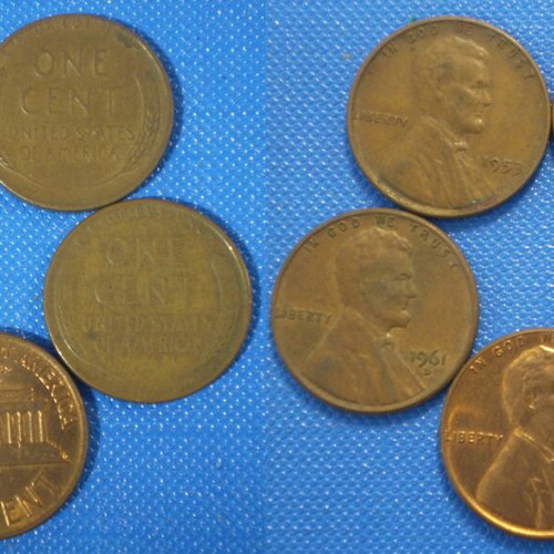 United States of America 1 Cent coins used, pack of 5