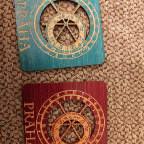 Souvenir coasters from Prague Czechia, new, set of 2