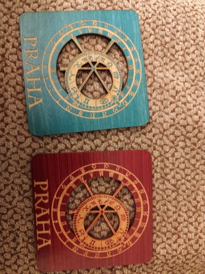 Souvenir coasters from Prague Czechia, new, set of 2