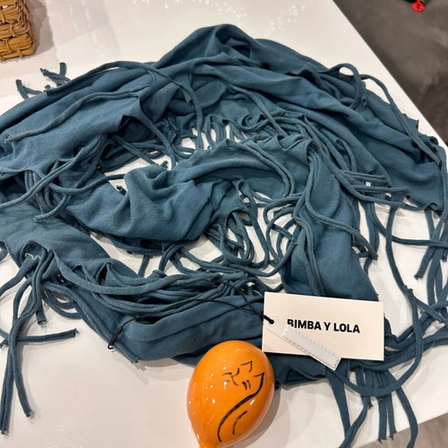Bimba y Lola cotton scarf with fringes blue new