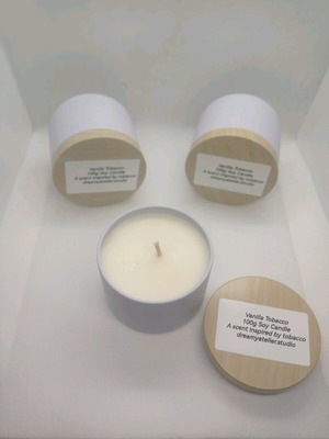 Handmade soy candle with vanilla tobacco scent like new