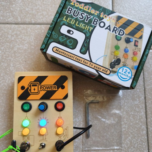 Wooden Busy Board Montessori with LED Lights new