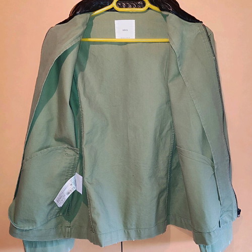 Mango women's jacket size small like new khaki cotton fabric