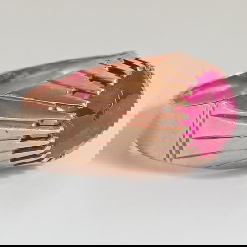 Μεγάλο χρυσό δαχτυλίδι 14κ. με πανέμορφο συνθετικό ρουμπίνι 6,78γρ.