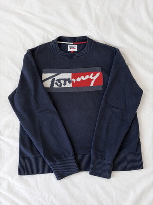 Tommy Jeans ανδρικό πλεκτό πουλόβερ σε σκούρο μπλε, μέγεθος S