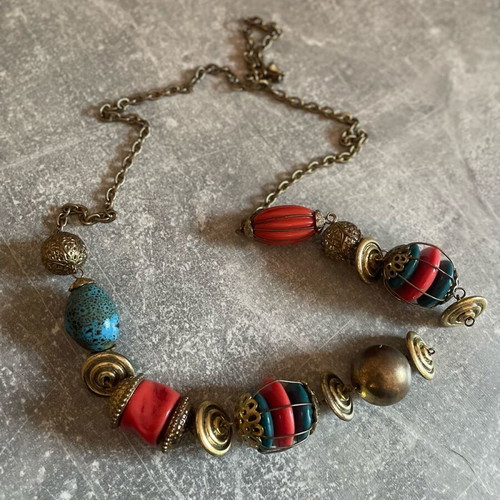 Colorful necklace used with small defect