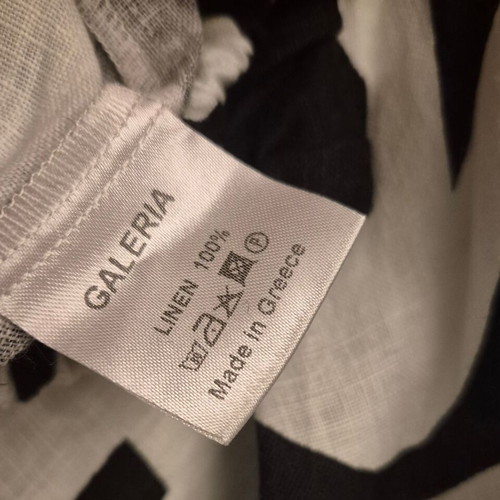 Galeria linen set balloon pants and bustier like new, black-white