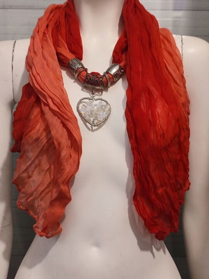 Long scarf jewelry like new with stone and metal details