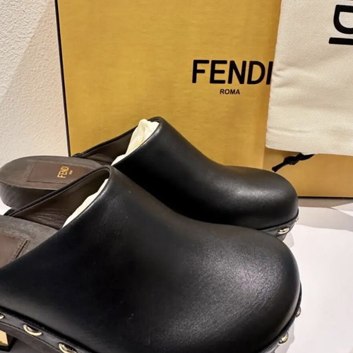 Fendi First clogs calf leather like new, black, size 39
