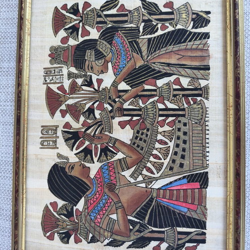 Authentic Egyptian papyrus with gold frame