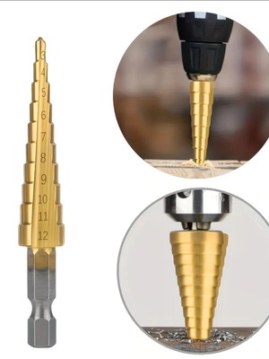 Titanium cone drill bit new with hex shank for metals, plastics, wood