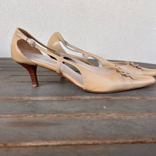 Petridis leather summer pumps used, size 40, beige