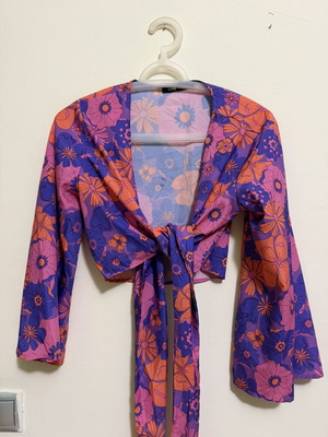 Sinsay Floral Crop Top New, Size S, Tie Front