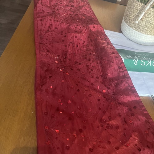 Marks & Spencer red table runner with sequins like new