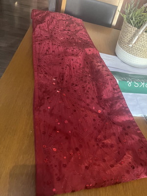 Marks & Spencer red table runner with sequins like new