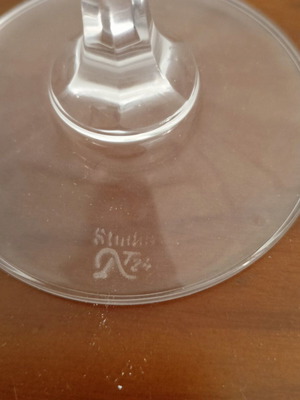 Studio N24 crystal stemmed glasses set of 6 with handmade floral engraving