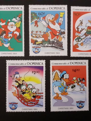Walt Disney χριστουγεννιάτικα γραμματόσημα του 1984, σετ 5 MNH