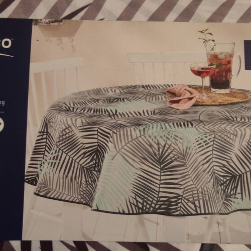 Meradiso Round Tablecloth Ø 160cm New with Palm Leaf Pattern