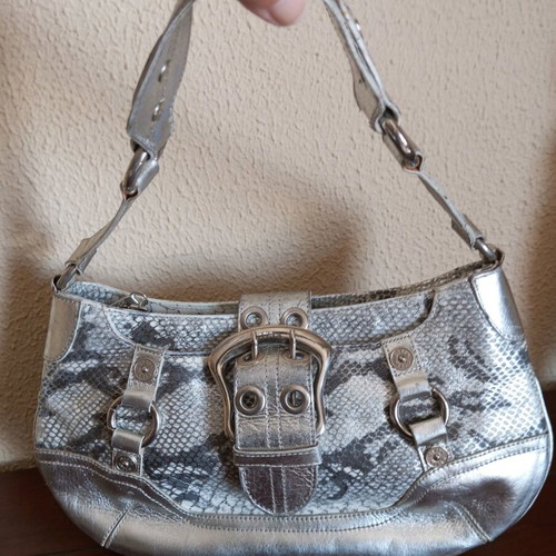 GIZIA bag used silver leather with snake effect