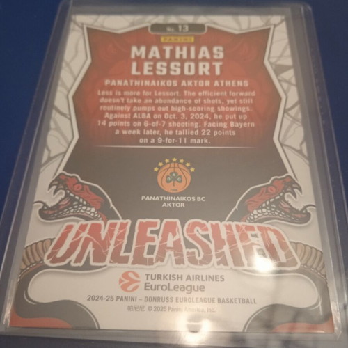 Mathias Lessort Panini Euroleague Donruss Unleashed card /49