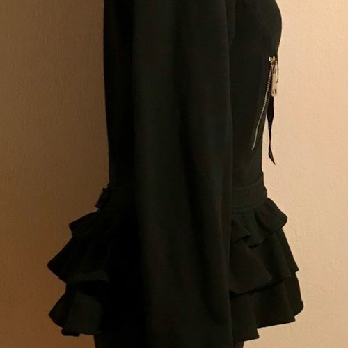 Rossodisera women's jacket with hood and ruffles used, black, size M