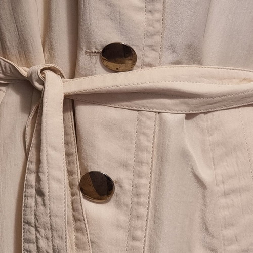 Y2K Satin Trench Coat Vintage Treasure Off White Like New