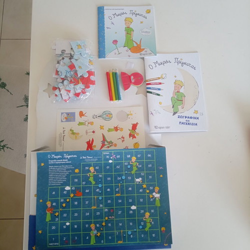 Little Prince activity suitcase with book, board game, stickers, crayons