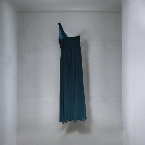 Maxi evening dress one shoulder, like new, petrol blue, size large