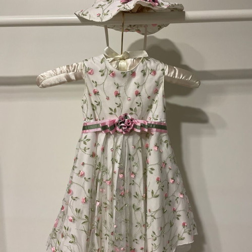 Baptism dress set with hat Aletta Italy new