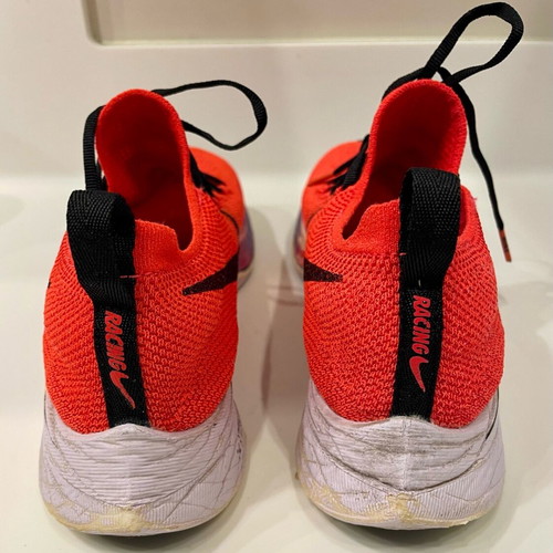 Nike Zoom Vaporfly 4% men's running shoes used, size 42, black and orange