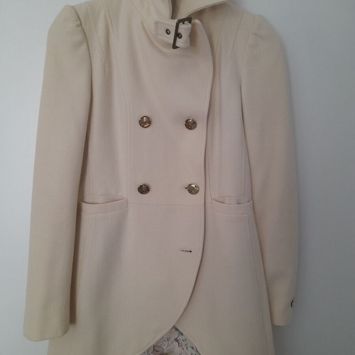 Miss Sixty vintage coat used, ecru with gold buttons and high collar
