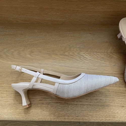 Slingback nude pumps new with cushioned sole, 6cm heel