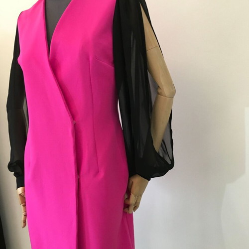 Gaelle Paris extravagant dress new, size 40FR, black and pink