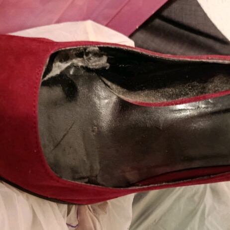 Suede pumps used, burgundy color, size 36, thin heel 8 cm